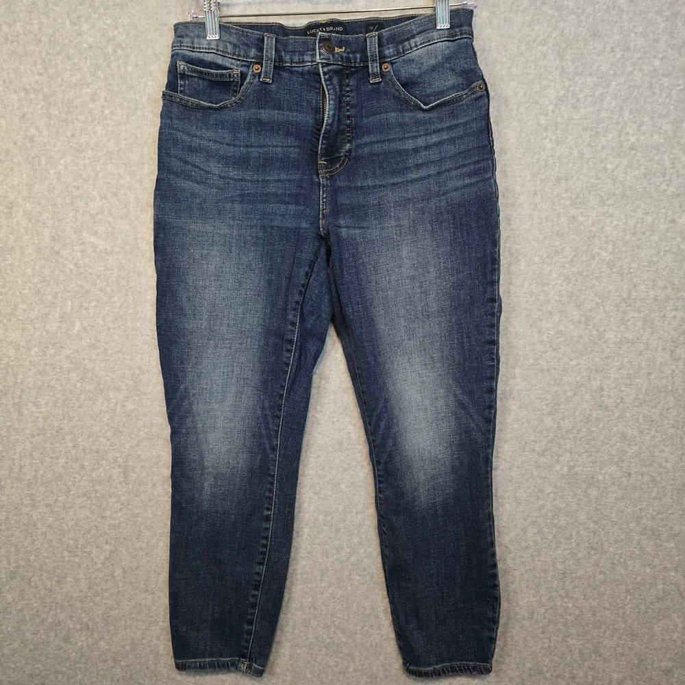 Lucky Brand Jeans Women 10/30 Ava Mid Rise Crop Blue Dark Wash EUC